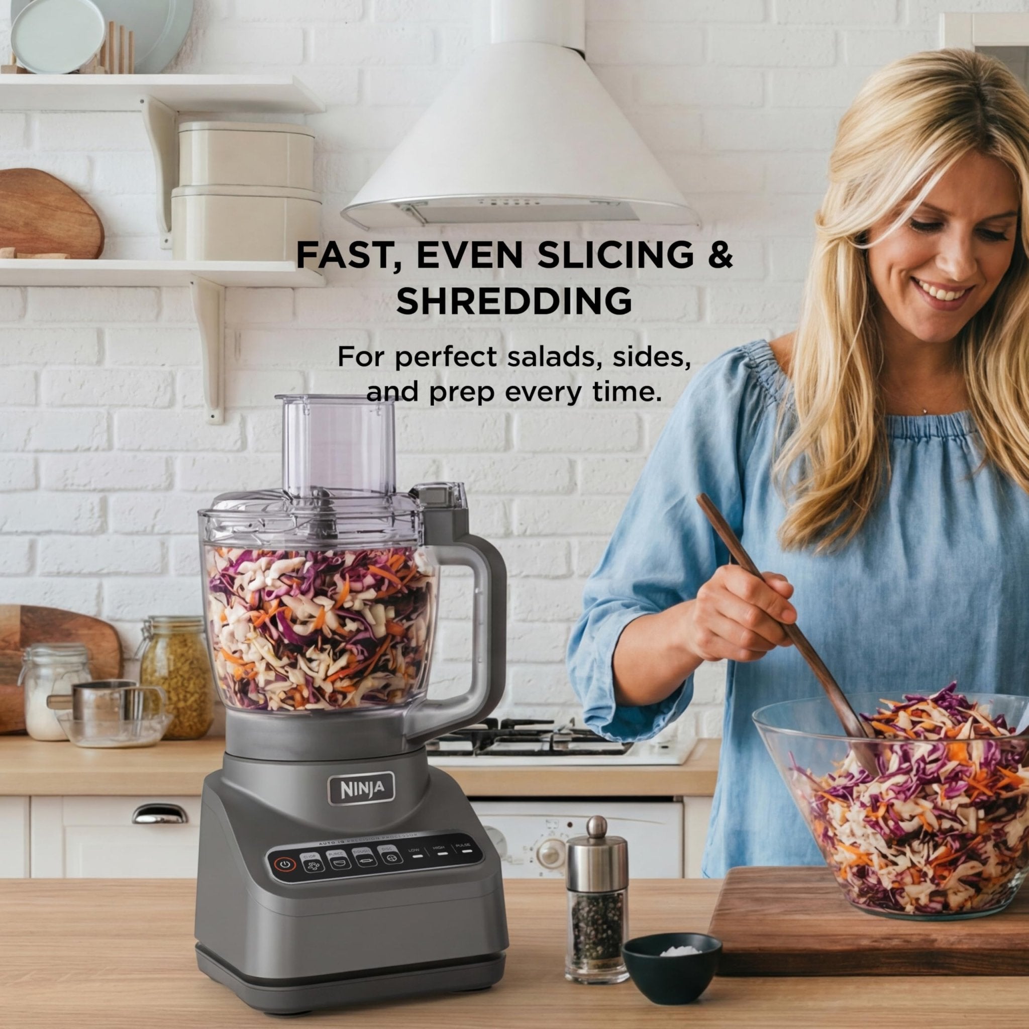 Ninja Food Processor, Professional Plus, 1000 Peak Watts, 4 Functions for Chopping, Slicing, Purees & Dough with 9-Cup Processor Bowl, 3 Blades, Food Chute & Pusher, Grey, BN601 - My Kitchen Products