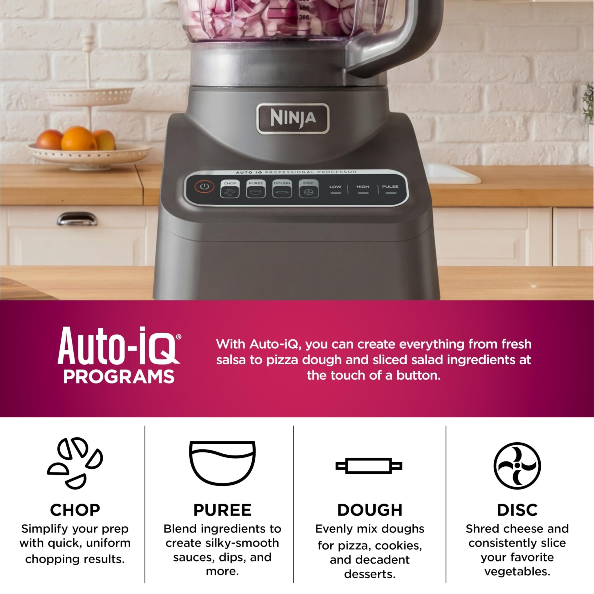 Ninja Food Processor, Professional Plus, 1000 Peak Watts, 4 Functions for Chopping, Slicing, Purees & Dough with 9-Cup Processor Bowl, 3 Blades, Food Chute & Pusher, Grey, BN601 - My Kitchen Products