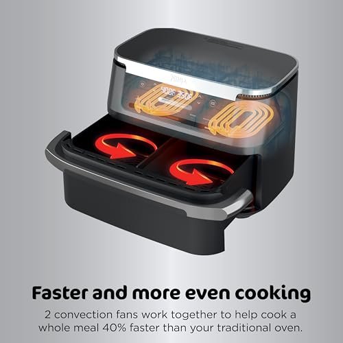 Ninja Foodi Air Fryer | 6-in-1 with 7-QT MegaZone & Basket Divider for Large Proteins & Full Meals | Cook 2 Foods at Once | 450° F | Air Fry, Roast, Broil, Dehydrate, Keep Warm & Bake | Black | DZ071 - My Kitchen Products
