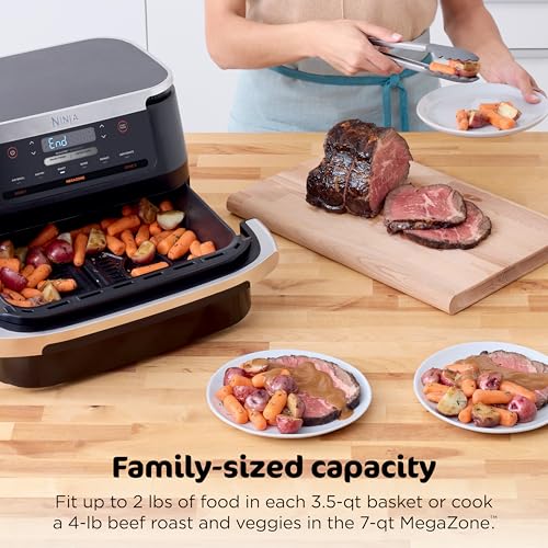 Ninja Foodi Air Fryer | 6-in-1 with 7-QT MegaZone & Basket Divider for Large Proteins & Full Meals | Cook 2 Foods at Once | 450° F | Air Fry, Roast, Broil, Dehydrate, Keep Warm & Bake | Black | DZ071 - My Kitchen Products