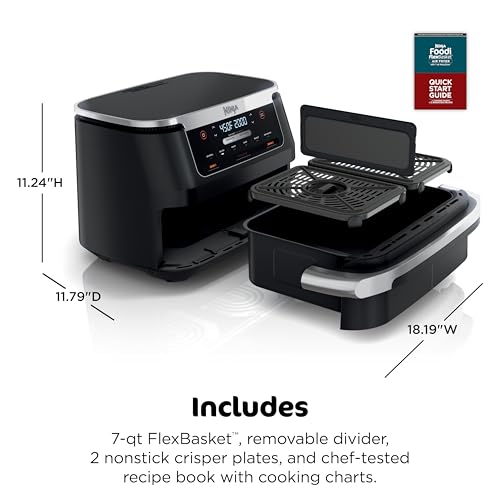 Ninja Foodi Air Fryer | 6-in-1 with 7-QT MegaZone & Basket Divider for Large Proteins & Full Meals | Cook 2 Foods at Once | 450° F | Air Fry, Roast, Broil, Dehydrate, Keep Warm & Bake | Black | DZ071 - My Kitchen Products