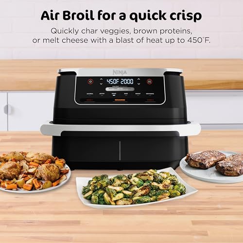 Ninja Foodi Air Fryer | 6-in-1 with 7-QT MegaZone & Basket Divider for Large Proteins & Full Meals | Cook 2 Foods at Once | 450° F | Air Fry, Roast, Broil, Dehydrate, Keep Warm & Bake | Black | DZ071 - My Kitchen Products
