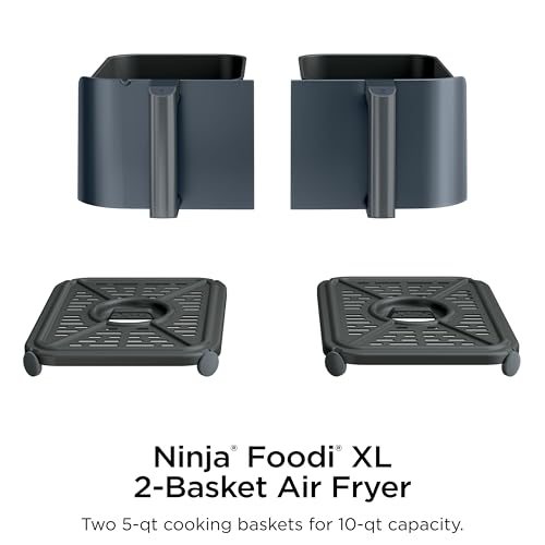 Ninja Foodi Air Fryer w/Smart Cook Thermometer | 6-in-1 Air Fry, Roast, Bake, Dehydrate & More | DualZone™ Match Cook & Smart Finish, 2 Independent Baskets | XL 10 Qt, Stainless Steel | Grey,DZ550GY - My Kitchen Products