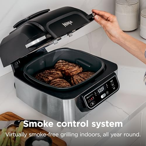 Ninja Foodi Indoor Grill & Air Fryer | 5-in-1 Grill, Air Fry, Roast, Bake, & Dehydrate | Cyclonic Grilling Technology | XL Capacity | Dishwasher Safe Parts | Black/Grey | AG301 - My Kitchen Products