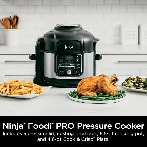 Ninja Foodi OS300 10-in-1 6.5-Quart Pro Pressure Cooker Air Fryer Multicooker, Stainless, Indoor grill’s wide temperatureCyclonic Grilling Technology 500F, Smoke Control System (Renewed) - My Kitchen Products