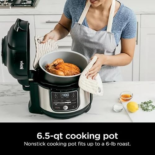 Ninja Foodi OS300 10-in-1 6.5-Quart Pro Pressure Cooker Air Fryer Multicooker, Stainless, Indoor grill’s wide temperatureCyclonic Grilling Technology 500F, Smoke Control System (Renewed) - My Kitchen Products