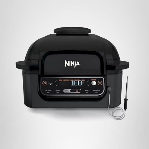 Ninja Foodi Pro 5-in-1 Indoor Integrated Smart Probe, 4-Quart Air Fryer, Roast, Bake, Dehydrate, an Cyclonic Grilling Technology, with 4 Steaks Capacity, in a Stainless Finish - My Kitchen Products