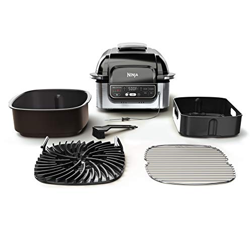 Ninja Foodi Pro 5-in-1 Indoor Integrated Smart Probe, 4-Quart Air Fryer, Roast, Bake, Dehydrate, an Cyclonic Grilling Technology, with 4 Steaks Capacity, in a Stainless Finish - My Kitchen Products