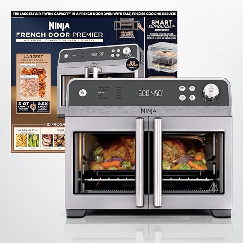 Ninja | French Door Premier Air fry Oven | 10-in-1 functions | 20.3-qt capacity | 5-qt Air Fry Basket, Sheet Pan, Wire Rack, Broil Rack | PFAS-free Cooking Surface, Dishwasher-Safe Accessories | FO101 - My Kitchen Products