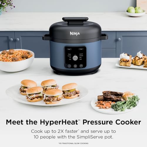 Ninja HyperHeat 9-in-1 Electric Pressure Cooker | 6.5 Qt Multi Cooker with Sear/Sauté, Slow Cooker, Rice Cooker, Sous Vide | 1200W | Fast Cooking, PFAS-Free Pot | Blue Macaron | PC201 - My Kitchen Products