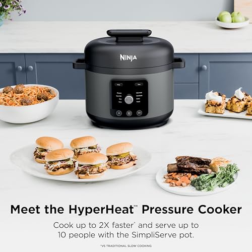 Ninja HyperHeat 9-in-1 Electric Pressure Cooker | 6.5 Qt Multi Cooker with Sear/Sauté, Slow Cooker, Rice Cooker, Sous Vide | 1200W | Fast Cooking, PFAS-Free Pot | Dark Gray | PC201GY - My Kitchen Products