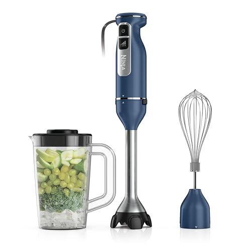Ninja Immersion Blender and Whisk, Hand Stick Blender, 4 Speeds, with SplatterShield and PanProtect, 4-Cup Blending Vessel, Dishwasher Safe, 5-ft Cord, Ergonomic, Deep Navy, CI201ND - My Kitchen Products