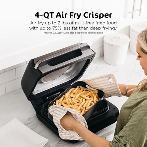 Ninja | Indoor Grill and Air Fryer| Foodi Smart XL | 6-in-1 Grill, Air Fry, Roast, Bake, Broil, Dehydrate & Crisp |Smart Thermometer & Splatter Shield | Dishwasher Safe Parts | Black/Silver | FG551 - My Kitchen Products