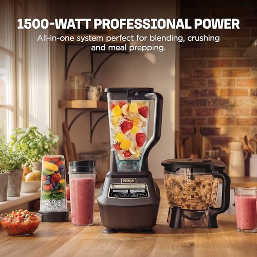 Ninja Kitchen System | All-in-One Food Processor & Blender for Smoothies | Includes Pitcher, (2) 16 oz. To-Go Cups & 8-Cup Bowl | Makes Salsa, Dough, Shakes, & Frozen Drinks | 1500W | Black | BL770 - My Kitchen Products