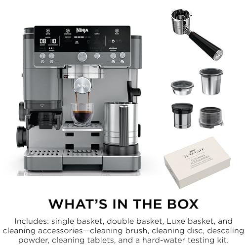 Ninja Luxe Café Premier 3-in-1 Espresso Machine, Drip Coffee, & Rapid Cold Brew | Built-in Coffee Grinder, Hands-Free Milk Frother, Assisted Tamper for Cappuccinos & Lattes | Gunmetal | ES601GM - My Kitchen Products