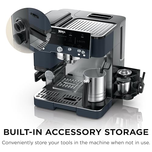 Ninja Luxe Café Premier 3-in-1 Espresso Machine, Drip Coffee, & Rapid Cold Brew | Built-in Coffee Grinder, Hands-Free Milk Frother, Assisted Tamper for Cappuccinos & Lattes | Cyberspace | ES601CY - My Kitchen Products