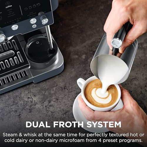 Ninja Luxe Café Premier 3-in-1 Espresso Machine, Drip Coffee, & Rapid Cold Brew | Built-in Coffee Grinder, Hands-Free Milk Frother, Assisted Tamper for Cappuccinos & Lattes | Cyberspace | ES601CY - My Kitchen Products