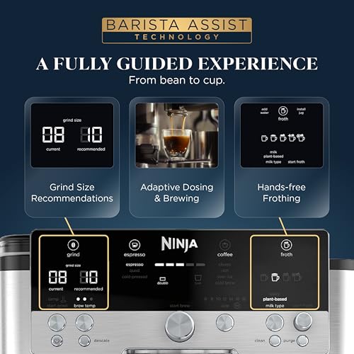 Ninja Luxe Café Premier 3-in-1 Espresso Machine, Drip Coffee, & Rapid Cold Brew | Built-in Coffee Grinder, Hands-Free Milk Frother, Assisted Tamper for Cappuccinos & Lattes | Stainless Steel | ES601 - My Kitchen Products