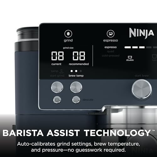 Ninja Luxe Café Premier 3-in-1 Espresso Machine, Drip Coffee, & Rapid Cold Brew | Built-in Coffee Grinder, Hands-Free Milk Frother, Assisted Tamper for Cappuccinos & Lattes | Cyberspace | ES601CY - My Kitchen Products