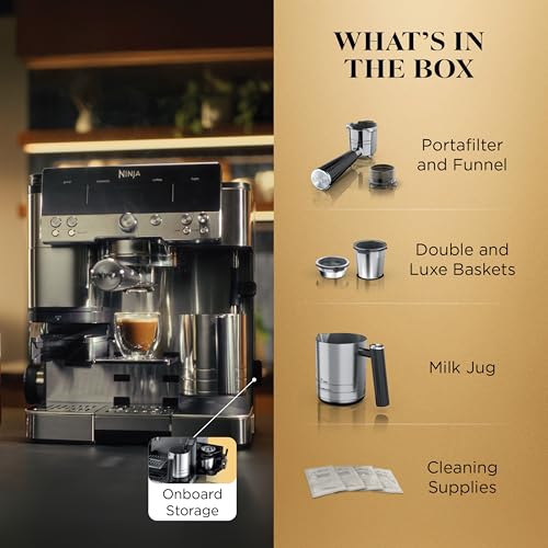 Ninja Luxe Café Premier 3-in-1 Espresso Machine, Drip Coffee, & Rapid Cold Brew | Built-in Coffee Grinder, Hands-Free Milk Frother, Assisted Tamper for Cappuccinos & Lattes | Stainless Steel | ES601 - My Kitchen Products