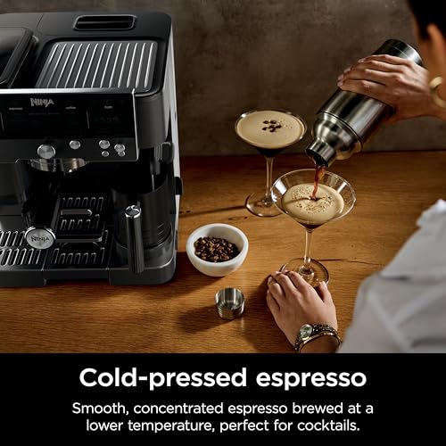 Ninja Luxe Café Premier, Espresso Machine, Drip Coffee Maker and Rapid Cold Brew, Integrated Grinder, Assisted Tamper, Hands-Free Frother, Cappuccinos and Lattes, Dairy or Non-Dairy, Black, ES601BK - My Kitchen Products