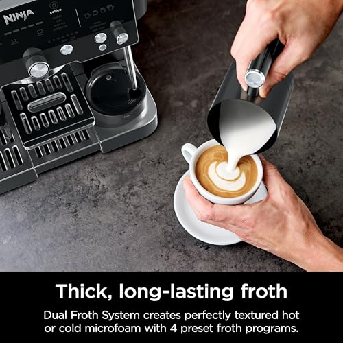 Ninja Luxe Café Premier, Espresso Machine, Drip Coffee Maker and Rapid Cold Brew, Integrated Grinder, Assisted Tamper, Hands-Free Frother, Cappuccinos and Lattes, Dairy or Non-Dairy, Black, ES601BK - My Kitchen Products