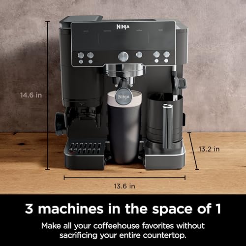 Ninja Luxe Café Premier, Espresso Machine, Drip Coffee Maker and Rapid Cold Brew, Integrated Grinder, Assisted Tamper, Hands-Free Frother, Cappuccinos and Lattes, Dairy or Non-Dairy, Black, ES601BK - My Kitchen Products