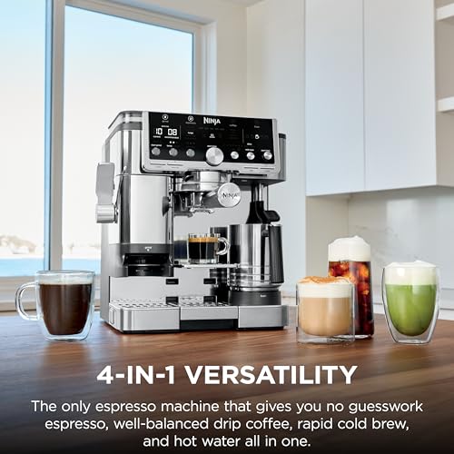 Ninja Luxe Café Pro Series, Espresso Machine, Drip Coffee, Cold Brew, Hot Water, Integrated Tamper, Built-in Grinder, Hands-Free Frother for Cappuccinos, Lattes, Americanos, Dairy or Non-Dairy, ES701 - My Kitchen Products