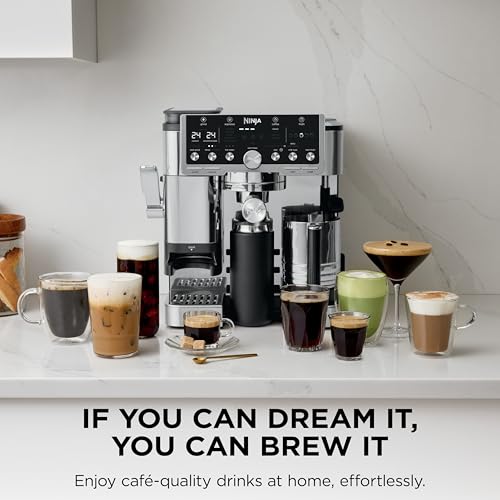 Ninja Luxe Café Pro Series, Espresso Machine, Drip Coffee, Cold Brew, Hot Water, Integrated Tamper, Built-in Grinder, Hands-Free Frother for Cappuccinos, Lattes, Americanos, Dairy or Non-Dairy, ES701 - My Kitchen Products