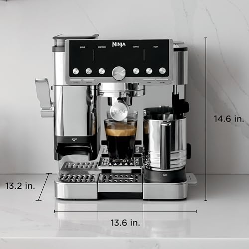 Ninja Luxe Café Pro Series, Espresso Machine, Drip Coffee, Cold Brew, Hot Water, Integrated Tamper, Built-in Grinder, Hands-Free Frother for Cappuccinos, Lattes, Americanos, Dairy or Non-Dairy, ES701 - My Kitchen Products