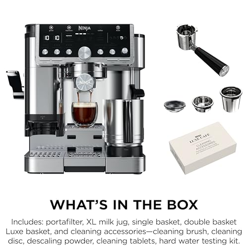 Ninja Luxe Café Pro Series, Espresso Machine, Drip Coffee, Cold Brew, Hot Water, Integrated Tamper, Built-in Grinder, Hands-Free Frother for Cappuccinos, Lattes, Americanos, Dairy or Non-Dairy, ES701 - My Kitchen Products
