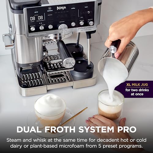 Ninja Luxe Café Pro Series, Espresso Machine, Drip Coffee, Cold Brew, Hot Water, Integrated Tamper, Built-in Grinder, Hands-Free Frother for Cappuccinos, Lattes, Americanos, Dairy or Non-Dairy, ES701 - My Kitchen Products