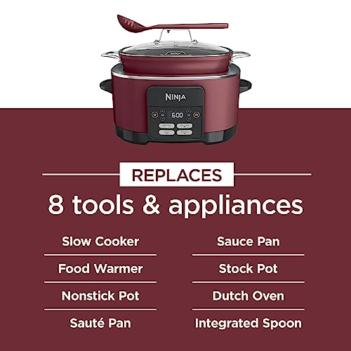 Ninja MC1000 Foodi PossibleCooker 8.5 Quart Multi-Cooker,with 4-in-1 Slow Cooker,Dutch Oven & More,Glass Lid & Integrated Spoon,Nonstick,Oven Safe Pot to 500°F,Cherry Tarte (Renewed) - My Kitchen Products