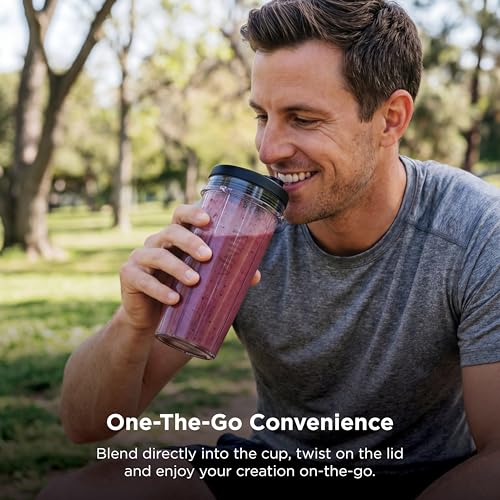 Ninja Nutri-Plus Personal Blender | Compact Push to Blend | Make Frozen Drinks, Smoothies, Sauces & More | With (3) 20 oz. To-Go Cups, (2) Spout-Lids & (1) Storage-Lid | 900 Peak Watt | Silver | BN301 - My Kitchen Products