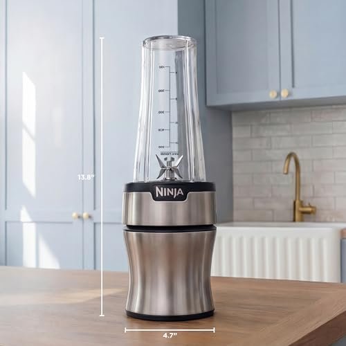 Ninja Nutri-Plus Personal Blender | Compact Push to Blend | Make Frozen Drinks, Smoothies, Sauces & More | With (3) 20 oz. To-Go Cups, (2) Spout-Lids & (1) Storage-Lid | 900 Peak Watt | Silver | BN301 - My Kitchen Products