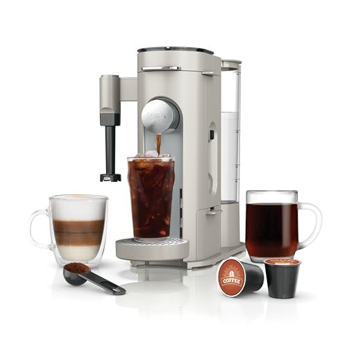 Ninja Pod and Grounds Specialty Single Serve Coffee Maker, K-Cup Pod Compatible, Brews, Compact Design, Built-in Milk Frother, 56 Ounces Reservoir, 6 Ounces Cup to 24 Ounces Mug Sizes, Stone, PB051ST - My Kitchen Products
