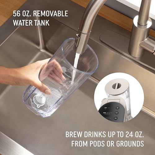 Ninja Pod and Grounds Specialty Single Serve Coffee Maker, K-Cup Pod Compatible, Brews, Compact Design, Built-in Milk Frother, 56 Ounces Reservoir, 6 Ounces Cup to 24 Ounces Mug Sizes, Stone, PB051ST - My Kitchen Products