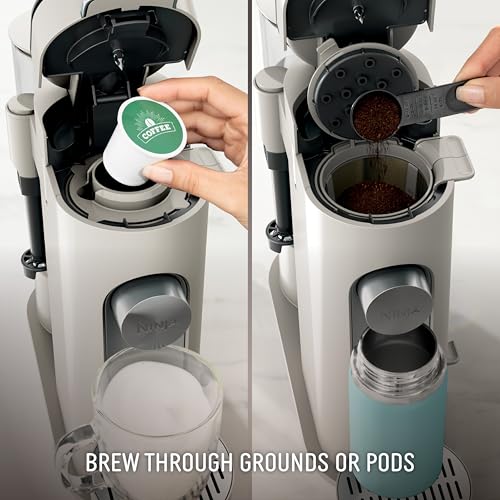 Ninja Pod and Grounds Specialty Single Serve Coffee Maker, K-Cup Pod Compatible, Brews, Compact Design, Built-in Milk Frother, 56 Ounces Reservoir, 6 Ounces Cup to 24 Ounces Mug Sizes, Stone, PB051ST - My Kitchen Products
