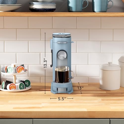 Ninja Pod & Grounds Specialty XL Single-Serve Coffee Maker, K-Cup Pod Compatible, Brews Grounds, Compact Design, Built-In Milk Frother, 68-oz. Reservoir, 6oz. Cup-24oz. Mug Sizes, Denim Blue, PB055ABL - My Kitchen Products