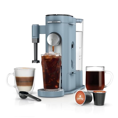 Ninja Pod & Grounds Specialty XL Single-Serve Coffee Maker, K-Cup Pod Compatible, Brews Grounds, Compact Design, Built-In Milk Frother, 68-oz. Reservoir, 6oz. Cup-24oz. Mug Sizes, Denim Blue, PB055ABL - My Kitchen Products