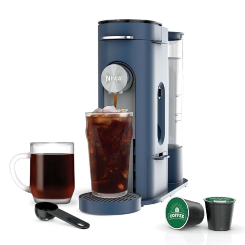 Ninja Pods & Grounds Single-Serve Coffee Maker, K-Cup Pod Compatible, 56-oz. Reservoir, 6-oz. Cup to 24-oz. Travel Mug Brew Sizes, Iced Coffee Maker, Navy, PB041NV - My Kitchen Products