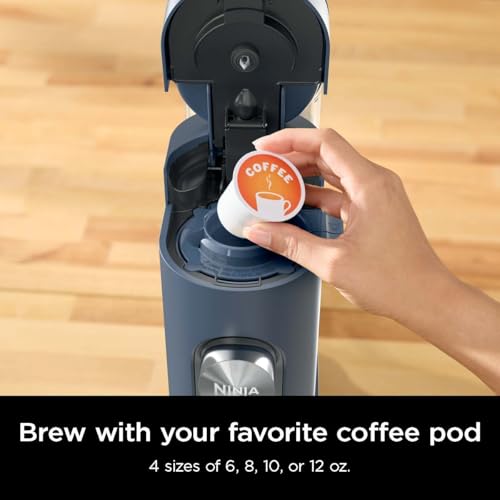 Ninja Pods & Grounds Single-Serve Coffee Maker, K-Cup Pod Compatible, 56-oz. Reservoir, 6-oz. Cup to 24-oz. Travel Mug Brew Sizes, Iced Coffee Maker, Navy, PB041NV - My Kitchen Products