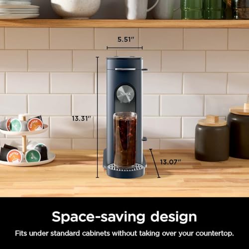 Ninja Pods & Grounds Single-Serve Coffee Maker, K-Cup Pod Compatible, 56-oz. Reservoir, 6-oz. Cup to 24-oz. Travel Mug Brew Sizes, Iced Coffee Maker, Navy, PB041NV - My Kitchen Products