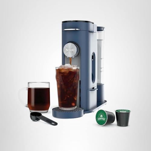 Ninja Pods & Grounds Single-Serve Coffee Maker, K-Cup Pod Compatible, 56-oz. Reservoir, 6-oz. Cup to 24-oz. Travel Mug Brew Sizes, Iced Coffee Maker, Navy, PB041NV - My Kitchen Products