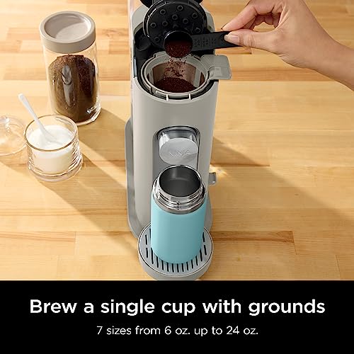 Ninja Pods & Grounds Single-Serve Coffee Maker, K-Cup Pod Compatible, Brews Grounds, Compact Design, 56-oz. Reservoir, 6-oz. Cup to 24-oz. Travel Mug Brew Sizes, Iced Coffee Maker, Stone, PB041ST - My Kitchen Products