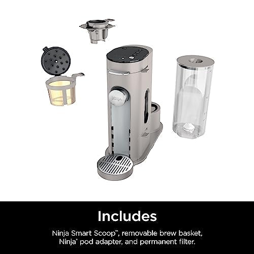 Ninja Pods & Grounds Single-Serve Coffee Maker, K-Cup Pod Compatible, Brews Grounds, Compact Design, 56-oz. Reservoir, 6-oz. Cup to 24-oz. Travel Mug Brew Sizes, Iced Coffee Maker, Stone, PB041ST - My Kitchen Products