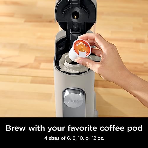 Ninja Pods & Grounds Single-Serve Coffee Maker, K-Cup Pod Compatible, Brews Grounds, Compact Design, 56-oz. Reservoir, 6-oz. Cup to 24-oz. Travel Mug Brew Sizes, Iced Coffee Maker, Stone, PB041ST - My Kitchen Products