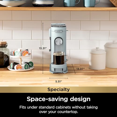 Ninja Pods & Grounds Specialty Single-Serve Coffee Maker, Compatible with K-Cups, Built-In Milk Frother, 6-oz. Cup to 24-oz. Travel Mug Sizes, Iced Coffee Maker, Glacier Blue, PB051GB (Renewed) - My Kitchen Products