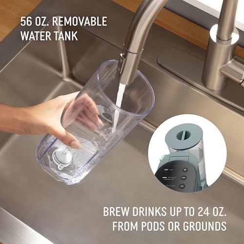 Ninja Pods & Grounds Specialty Single-Serve Coffee Maker, K-Cup Pod Compatible, Built-In Milk Frother, 6-oz. Cup to 24-oz. Travel Mug Sizes, Iced Coffee Maker, 1550 watts, Sage Green, PB051SG - My Kitchen Products