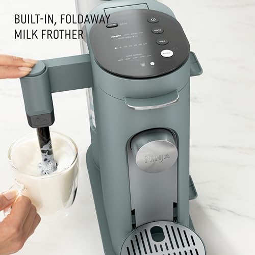 Ninja Pods & Grounds Specialty Single-Serve Coffee Maker, K-Cup Pod Compatible, Built-In Milk Frother, 6-oz. Cup to 24-oz. Travel Mug Sizes, Iced Coffee Maker, 1550 watts, Sage Green, PB051SG - My Kitchen Products